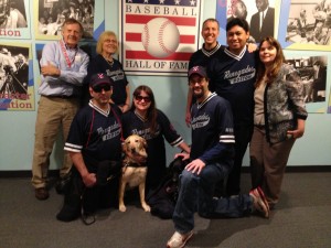 Jack Clancy, Peg Bailey, Dino Vasile, Rob Weissman, Joe Quintanilla, Bryan Grillo pose with a Hall of fame logo
