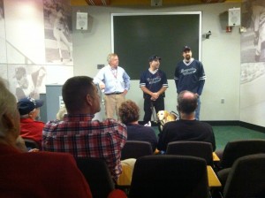 Jack, Dino and Rob take questions from the audience in the bullpen theater