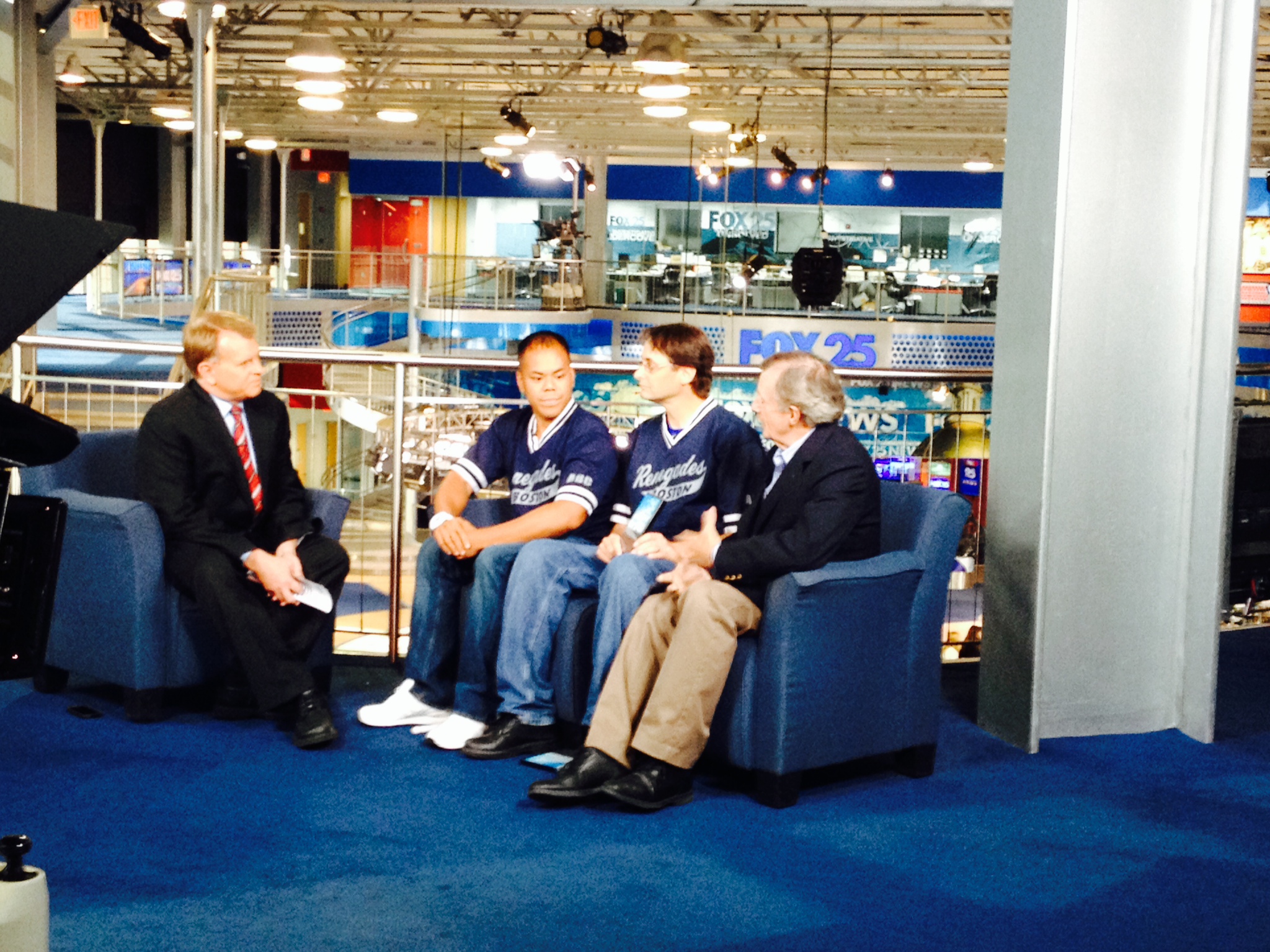 In the Fox Studio, Bob Ward interviews Wrong Way, Rob and Jack