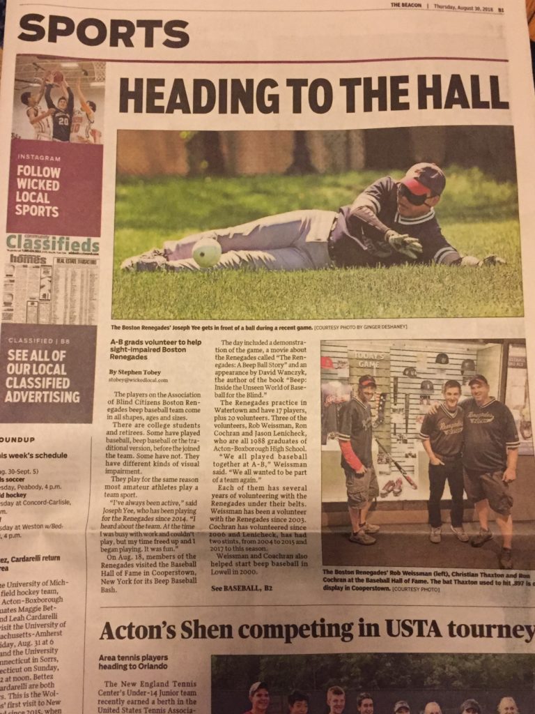 Picture of the print version of the article from the front page of the Beacon sports page - in color